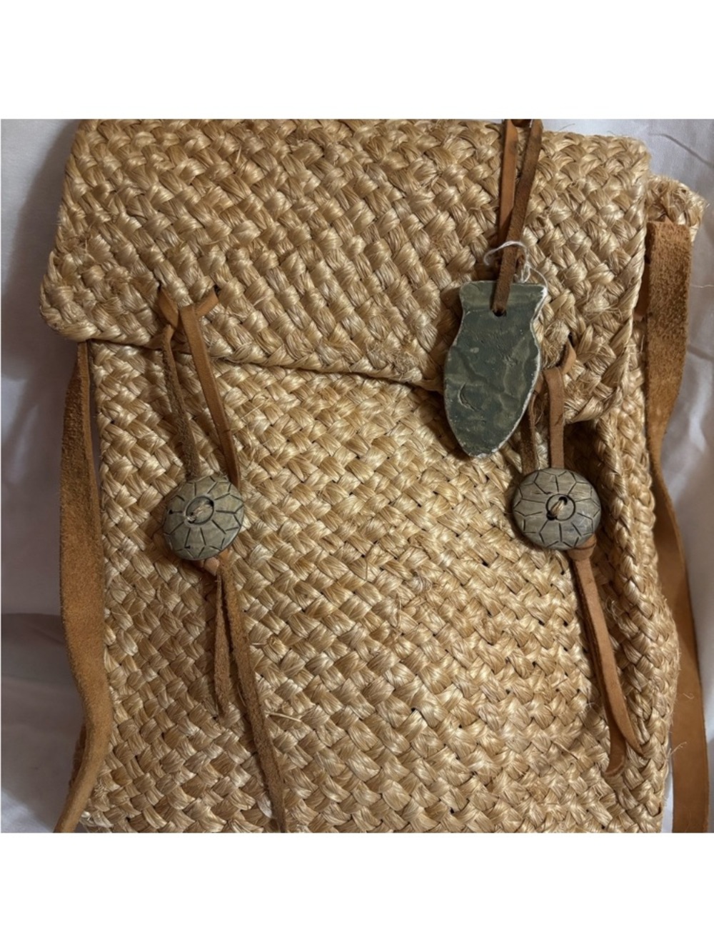 Esprit Natural Straw Crossbody Bag with Tan Leather Trim - Picture 5 of 6